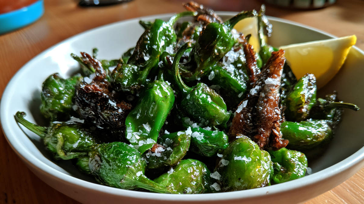 Blistered Shishito Peppers With Sardines & Flaky Salt