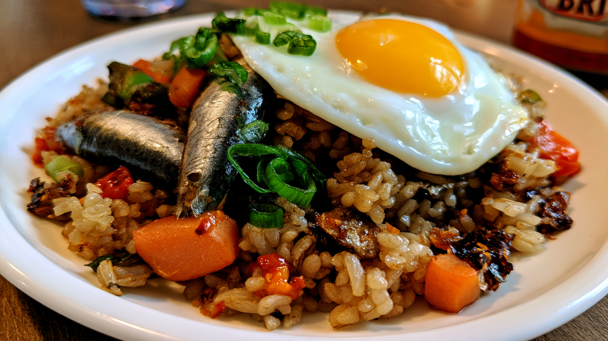 Crispy Sardine Rice With Garlic Chili Crunch